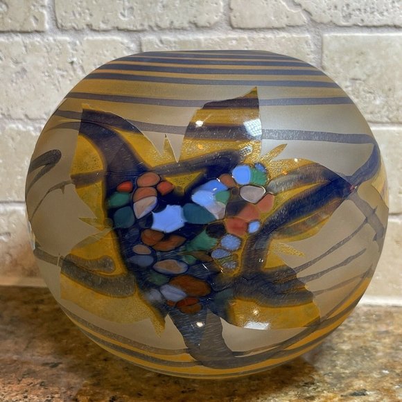 Stanislaw Borowski European Studio Art Glass Paperweight Glass Vase Signed